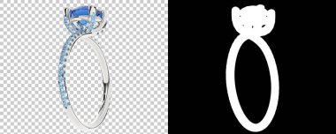 Mücevher taşlı yüzükler. 3d resimleme 