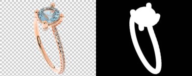 Mücevher taşlı yüzükler. 3d resimleme 