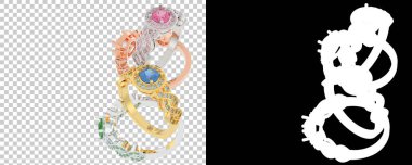 Mücevher arka planda izole edilmiş. 3d görüntüleme - illüstrasyon