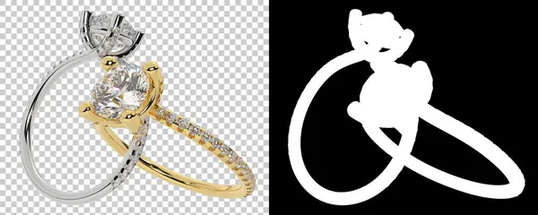 Anéis Ouro Isolados Sobre Fundo Branco Preto Renderização Ilustração — Fotografia de Stock