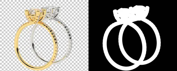 宝石が付いているリング 3Dレンダリングイラスト — ストック写真