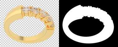 Altın yüzük beyaz arka planda izole edilmiş. 3d görüntüleme - illüstrasyon