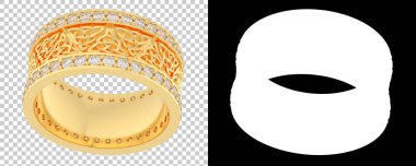 Altın yüzük beyaz arka planda izole edilmiş. 3d görüntüleme - illüstrasyon