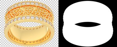 Altın yüzük beyaz arka planda izole edilmiş. 3d görüntüleme - illüstrasyon