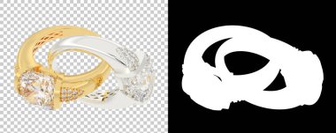 Beyaz arka planda izole edilmiş altın halkalar. 3d görüntüleme - illüstrasyon