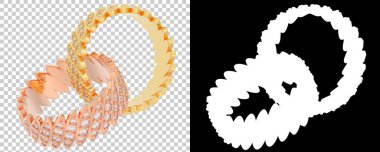 Beyaz arka planda izole edilmiş altın halkalar. 3d görüntüleme - illüstrasyon