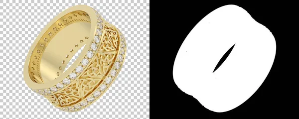 Guld Ring Isolerad Vit Bakgrund Återgivning Illustration — Stockfoto