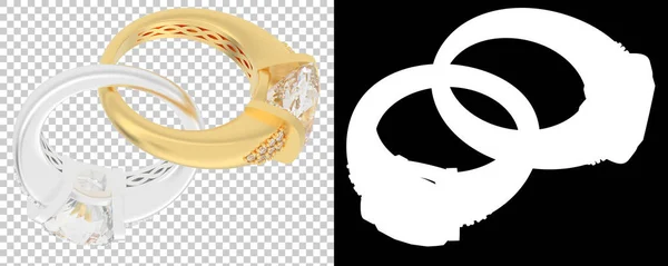 Arany Gyűrűk Elszigetelt Fehér Háttérrel Renderelés Illusztráció — Stock Fotó