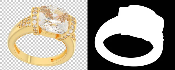 Złoty Pierścień Izolowany Białym Tle Renderowanie Ilustracja — Zdjęcie stockowe
