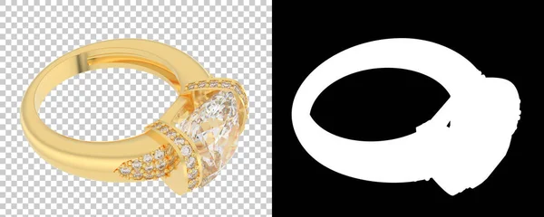 Gold Ring Isolated White Background Rendering Illustration — Stock Photo, Image