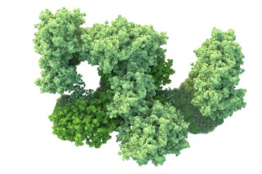 Beyaz arka planda yeşil çalılıklar izole edilmiş. 3d görüntüleme - illüstrasyon 