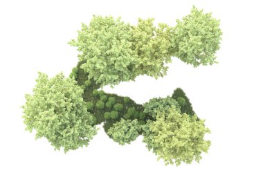 Beyaz arka planda yeşil çalılıklar izole edilmiş. 3d görüntüleme - illüstrasyon 