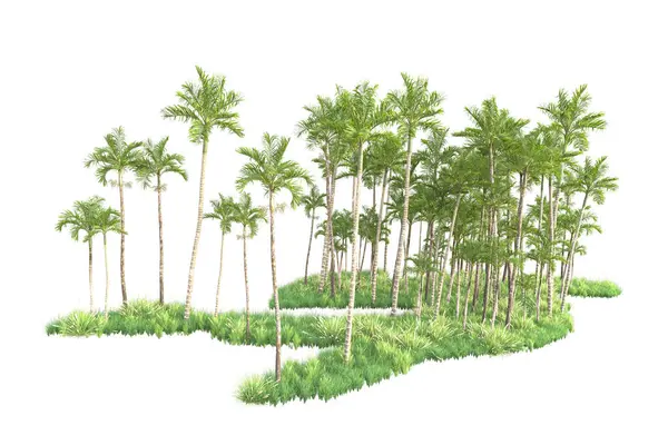 Gerenderte Bäume Und Gartendekorationssträucher Auf Weißem Hintergrund — Stockfoto