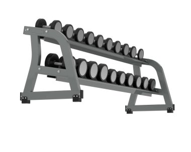 Spor aletleri beyaz arka planda izole edilmiş. Halterler ve banklar  