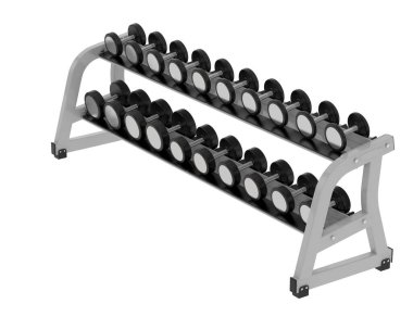 Spor aletleri beyaz arka planda izole edilmiş. Halterler ve banklar  