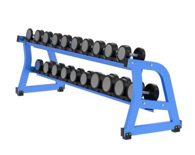 Spor aletleri beyaz arka planda izole edilmiş. Halterler ve banklar  