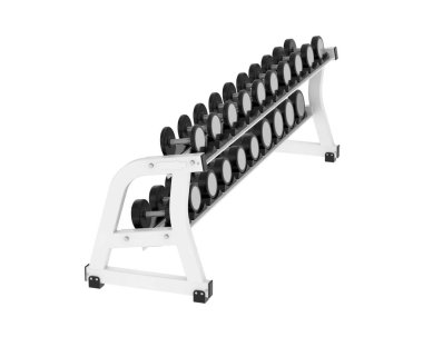 Spor aletleri beyaz arka planda izole edilmiş. Halterler ve banklar  