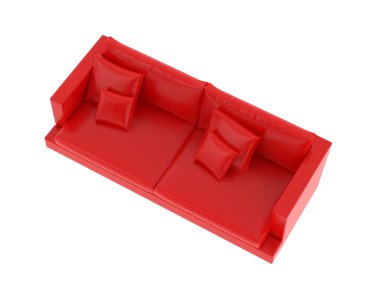 Beyaz arka planda izole kanepe. 3d görüntüleme - illüstrasyon 