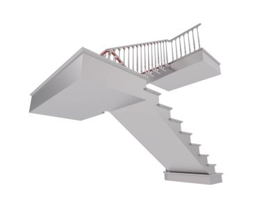 Arka planda izole bir merdiven var. 3d görüntüleme - illüstrasyon