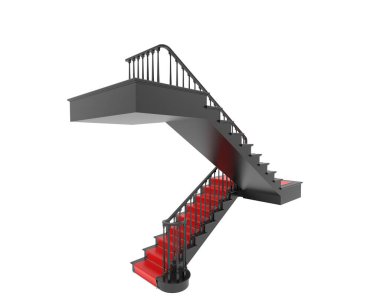 Arka planda izole bir merdiven var. 3d görüntüleme - illüstrasyon
