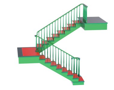 Arka planda izole bir merdiven var. 3d görüntüleme - illüstrasyon