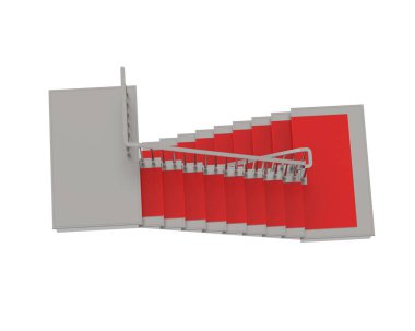 Arka planda izole bir merdiven var. 3d görüntüleme - illüstrasyon