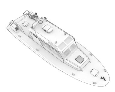 Balıkçı teknesi beyaz arka planda izole edilmiş. 3d görüntüleme - illüstrasyon