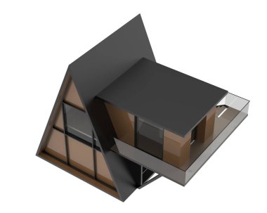 modern bina beyaz zemin üzerinde izole edilmiş 3 boyutlu görüntüleme      