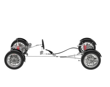 Araba süspansiyon kiti beyaz arka planda izole edilmiş. 3d görüntüleme - illüstrasyon