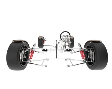 Araba süspansiyon kiti beyaz arka planda izole edilmiş. 3d görüntüleme - illüstrasyon