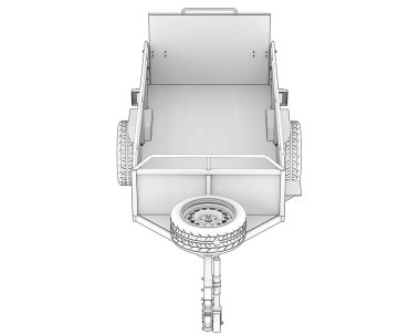Beyaz arka planda izole edilmiş bir araba. 3d görüntüleme - illüstrasyon