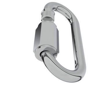 Zincir halkası karabinası beyaz arkaplanda izole edildi.