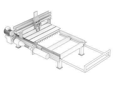 CNC makinesi beyaz arka planda izole edildi. 3d görüntüleme - illüstrasyon