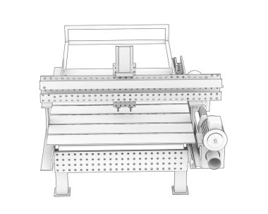 CNC makinesi beyaz arka planda izole edildi. 3d görüntüleme - illüstrasyon