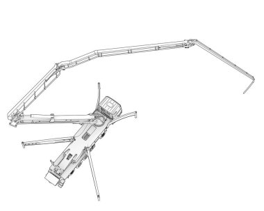 Beton kamyon şeffaf arka planda izole edildi. 3d görüntüleme - illüstrasyon