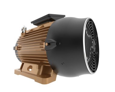 Elektrik motoru beyaz arkaplanda izole edildi  