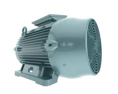 Elektrik motoru beyaz arkaplanda izole edildi  