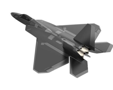 F22 beyaz arkaplanda izole edildi. 3d görüntüleme - illüstrasyon