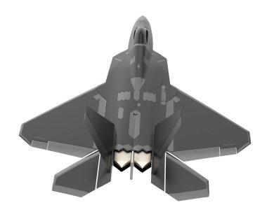 F22 beyaz arkaplanda izole edildi. 3d görüntüleme - illüstrasyon