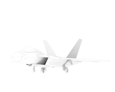 F22 beyaz arkaplanda izole edildi. 3d görüntüleme - illüstrasyon