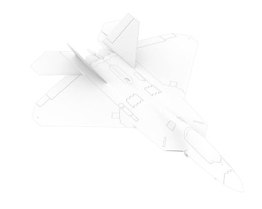 F22 beyaz arkaplanda izole edildi. 3d görüntüleme - illüstrasyon