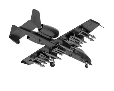 Jet uçağı beyaz arka planda izole edildi. 3d görüntüleme - illüstrasyon