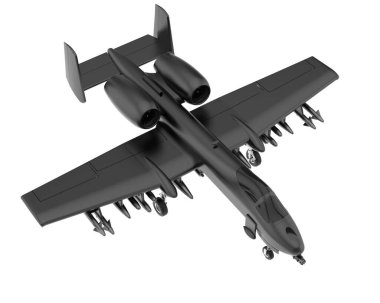 Jet uçağı beyaz arka planda izole edildi. 3d görüntüleme - illüstrasyon