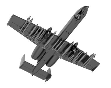 Jet uçağı beyaz arka planda izole edildi. 3d görüntüleme - illüstrasyon