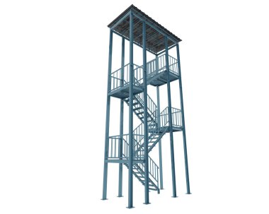 Yangın merdiveni beyaz arka planda izole edilmiş. 3d görüntüleme - illüstrasyon