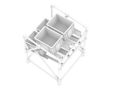 Akış rafı beyaz arkaplanda izole edildi. 3d görüntüleme - illüstrasyon