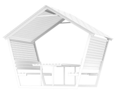 Bahçe çatısı beyaz arka planda izole. 3d görüntüleme - illüstrasyon