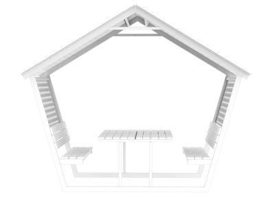 Bahçe çatısı beyaz arka planda izole. 3d görüntüleme - illüstrasyon