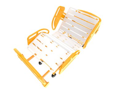 Hastane yatağı beyaz arka planda. 3d görüntüleme - illüstrasyon