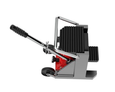 Beyaz arka planda izole edilmiş makine kriko. 3d görüntüleme - illüstrasyon
